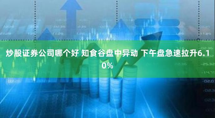 炒股证券公司哪个好 知食谷盘中异动 下午盘急速拉升6.10%